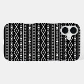 Coque iPhone 16 Plus Formes aztèques Motif blanc gris noir (Verso Horizontal)