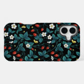 Coque iPhone 16 Plus Fraises sauvages rouge/jaune/bleu/noir (Verso Horizontal)
