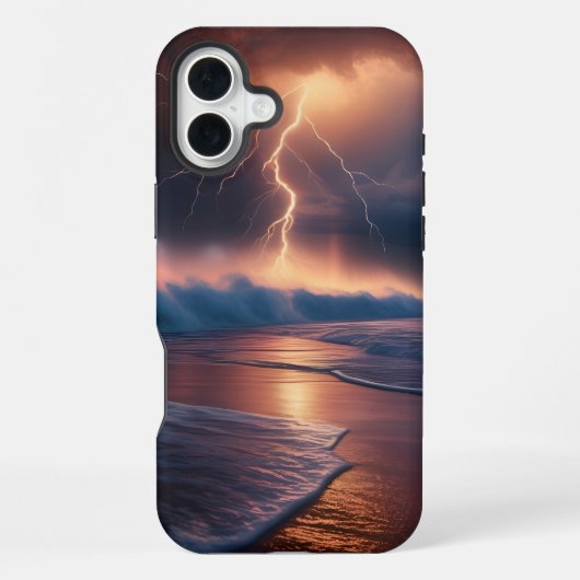 Coque iPhone 16 Plus Frappe de foudre plage deux (Verso)