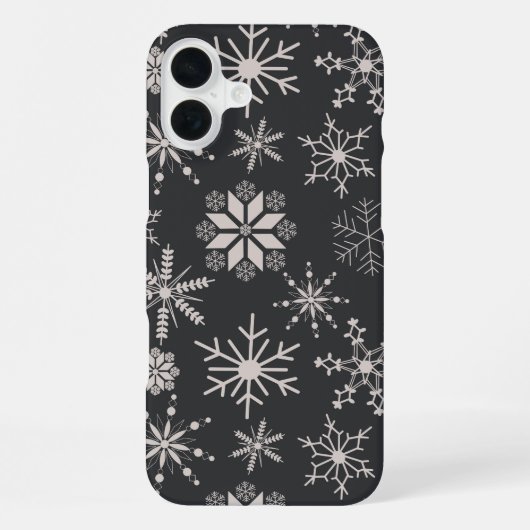 Coque iPhone 16 Plus Frost & Flourish Flocons de Neige – Minuit (Verso)