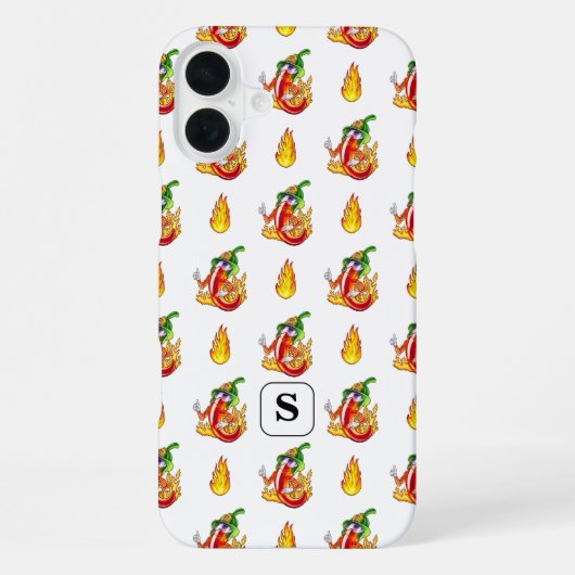 Coque iPhone 16 Plus Fun Pompier blanc Fun Rouge & Jaune Flamme Design (Verso)