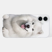 COQUE iPhone 16 PLUS GRAND CHIEN SAMOYEN BLANC FLUFÉ (Verso Horizontal)