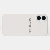 Coque iPhone 16 Plus Gratitude – Typographie minimale (Verso Horizontal)
