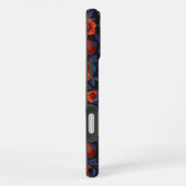 Coque iPhone 16 Plus Grenade et colibris/feuilles bleus sur noir (Côté droit)