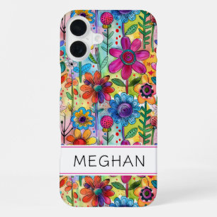 Coque iPhone 16 Plus Groovy Rétro Fleur Power Personnalisé
