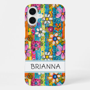 Coque iPhone 16 Plus Hippie Flower Power Personnalisé