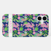 Coque iPhone 16 Plus Hippocampes à l'aquarelle Monogrammées (Verso Horizontal)