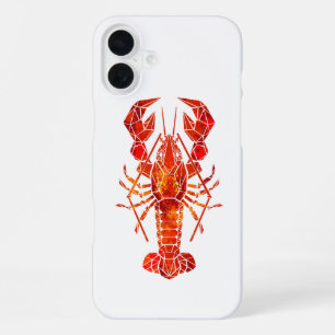 Coque iPhone 16 Plus Homard polygonal rouge