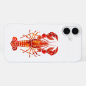Coque iPhone 16 Plus Homard polygonal rouge (Verso Horizontal)