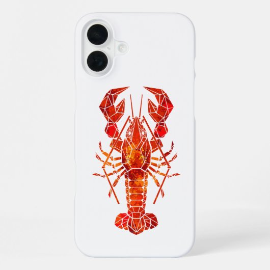 Coque iPhone 16 Plus Homard polygonal rouge (Verso)