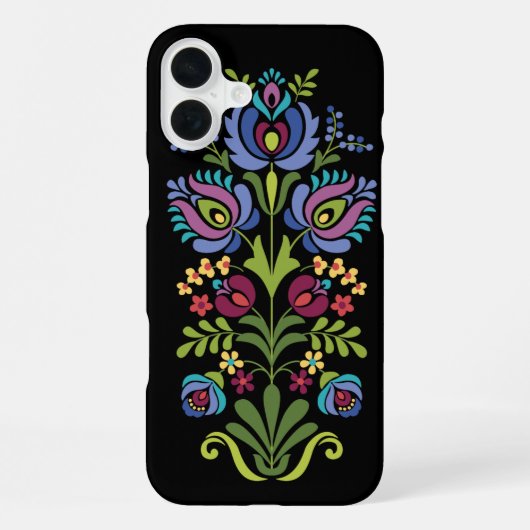 Coque iPhone 16 Plus Hungarian Folk Design Lavender Floral (Verso)