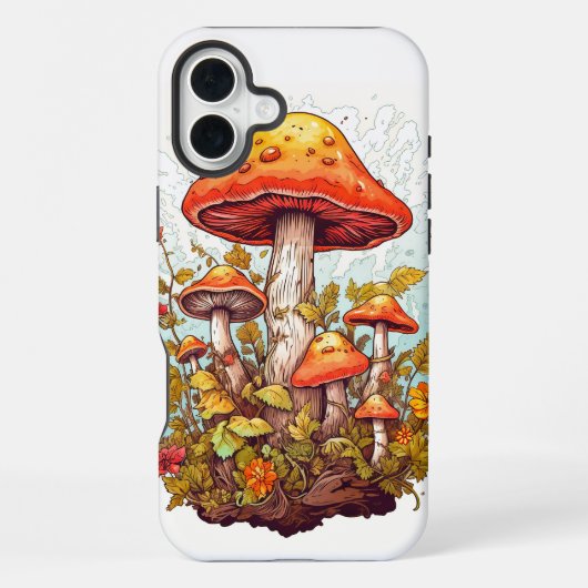 Coque iPhone 16 Plus Illustration créative de forêt de champignons (Verso)