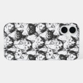 Coque iPhone 16 Plus Illustration de chat noir et blanc (Verso Horizontal)