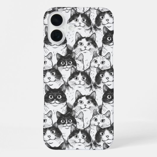Coque iPhone 16 Plus Illustration de chat noir et blanc (Verso)