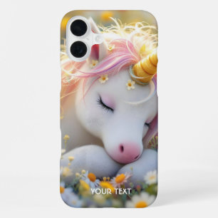 Coque iPhone 16 Plus Imaginaire Baby Unicorn Fleurs