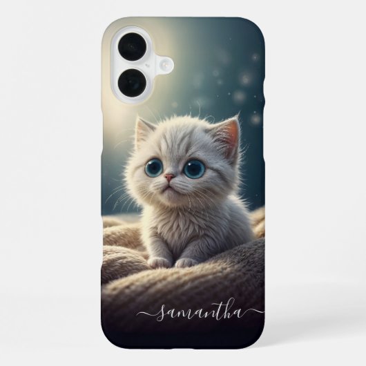 Coque iPhone 16 Plus Imaginaire mignon bébé Kitty Chat Lover personnali (Verso)