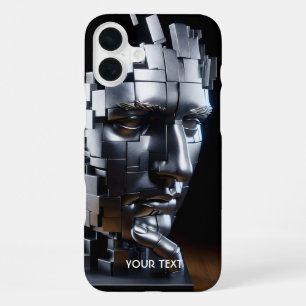 Coque iPhone 16 Plus Imaginaire Mur Visage Métal Sculpture