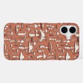 Coque iPhone 16 Plus Impression de champignon sur marron terre cuite (Verso Horizontal)