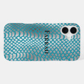 Coque iPhone 16 Plus Impression de serpent d'argent bleu turquoise (Verso Horizontal)