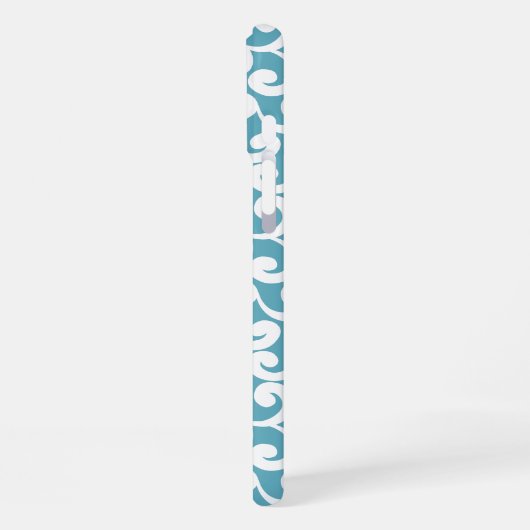 Coque iPhone 16 Plus Impression d'éléments monogrammés bleu océan (Côté gauche)