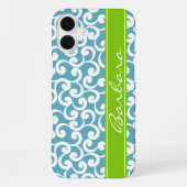Coque iPhone 16 Plus Impression d'éléments monogrammés bleu océan (Verso)