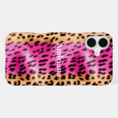 Coque iPhone 16 Plus Impression léopard or rose (Verso Horizontal)