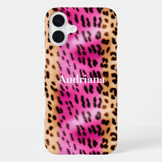 Coque iPhone 16 Plus Impression léopard or rose (Verso)