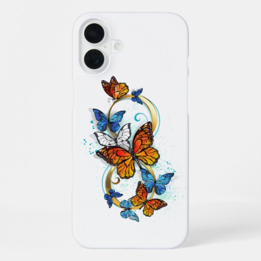 Coque iPhone 16 Plus Infinité de papillons monarques (Verso)