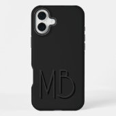 Coque iPhone 16 Plus Initiales Monogramme Noir Moderne Contemporain (Verso)
