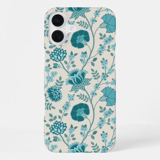 Coque iPhone 16 Plus Jacobean Floral Big Motif Tee sur Crème (Verso)