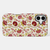 Coque iPhone 16 Plus Jacobean Floral Pattern Rouge Rose Gold Crème (Verso Horizontal)