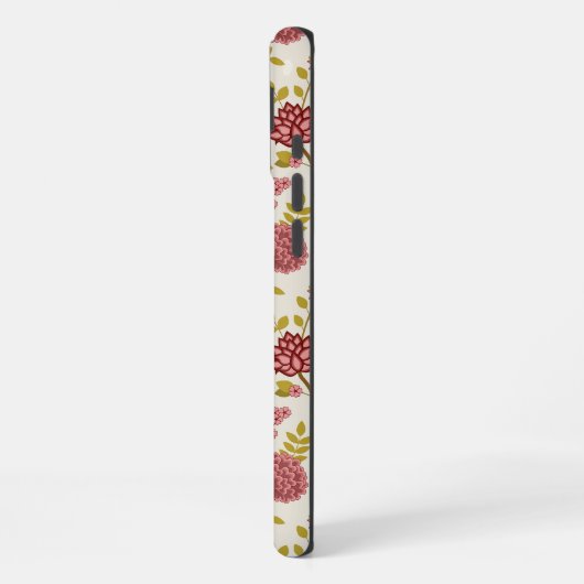 Coque iPhone 16 Plus Jacobean Floral Pattern Rouge Rose Gold Crème (Côté gauche)