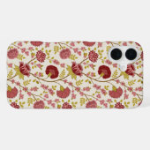 Coque iPhone 16 Plus Jacobean Floral Pattern Rouge Rose Gold Crème (Verso Horizontal)