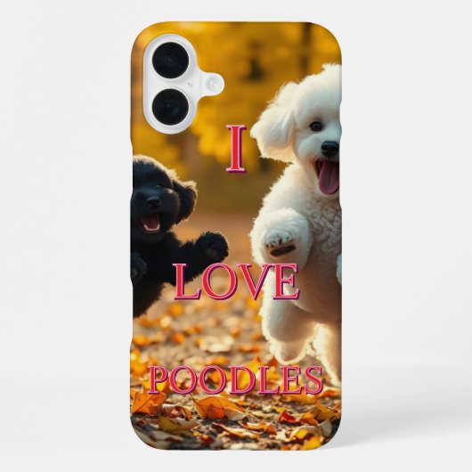 Coque iPhone 16 Plus J'adore les caniches (Verso)