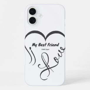 Coque iPhone 16 Plus J'aime mon meilleur ami • Expert en câlins