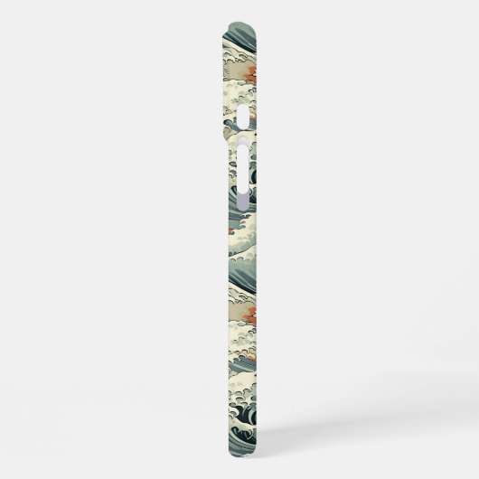 Coque iPhone 16 Plus Japanese Wave Pattern Monogrammed (Côté gauche)