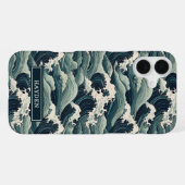 Coque iPhone 16 Plus Japanese Waves Print Monogrammed (Verso Horizontal)