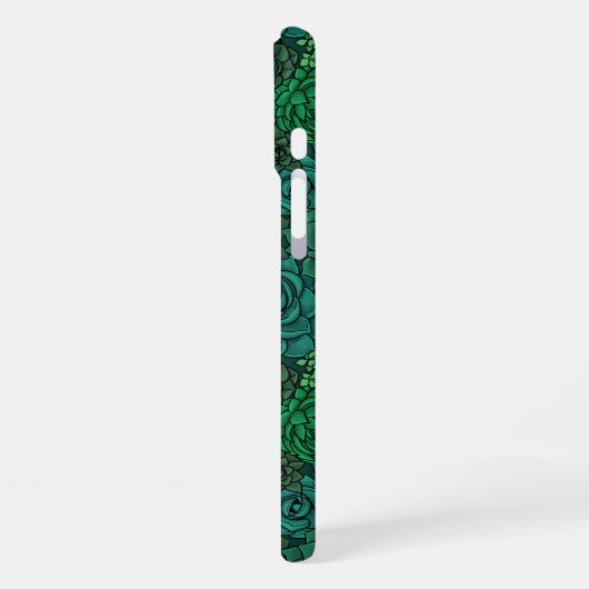 Coque iPhone 16 Plus Jardin de plantes grasses en vert (Côté gauche)
