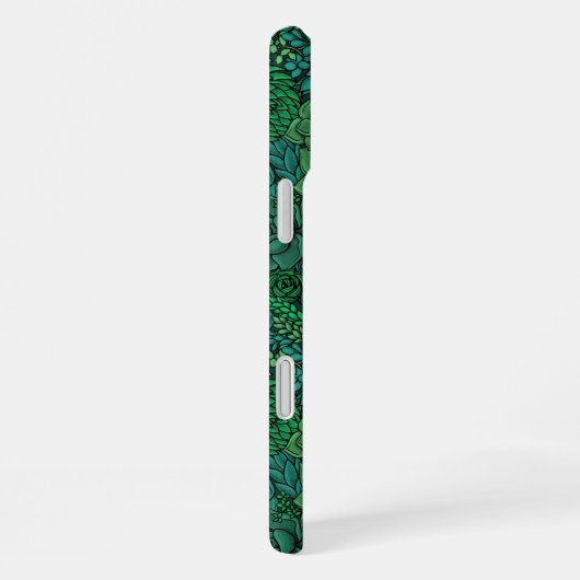 Coque iPhone 16 Plus Jardin de plantes grasses en vert (Côté droit)