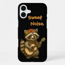 Joli design de guitare de raton laveur floral pour
