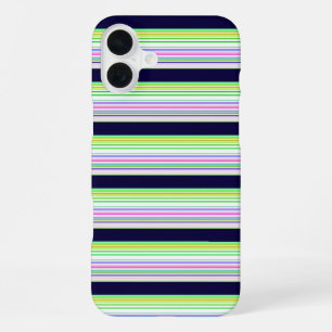 Coque iPhone 16 Plus Jolies rayures colorées bleues