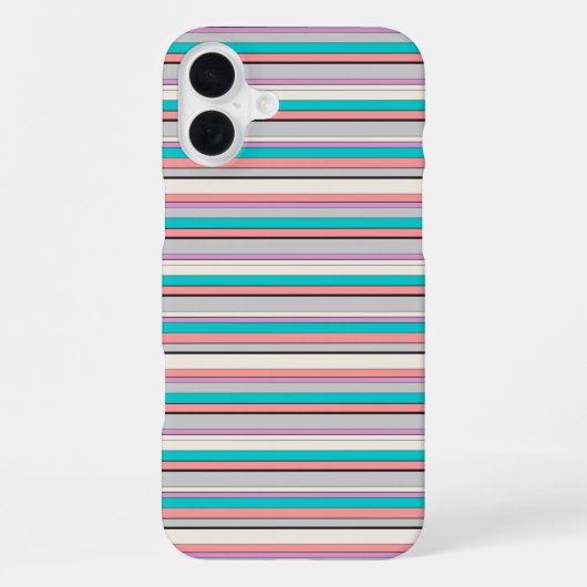 Coque iPhone 16 Plus Jolies rayures grises aqua (Verso)