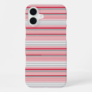 Coque iPhone 16 Plus Jolies rayures grises rouges