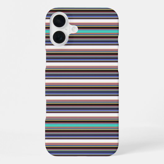 Coque iPhone 16 Plus Jolies rayures noir bleu (Verso)