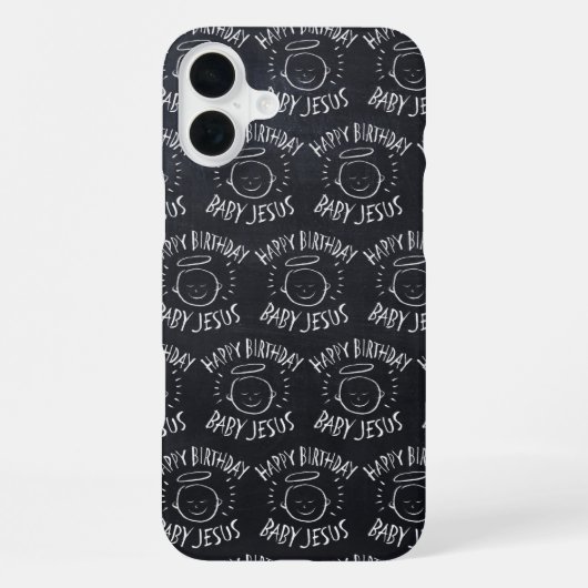 Coque iPhone 16 Plus Joyeux bébé Jésus - tableau de Noël (Verso)