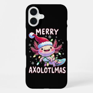 Coque iPhone 16 Plus Joyeux Noël Axolotl Lumières Axolotlmas Arbre