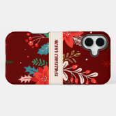 Coque iPhone 16 Plus Joyeux Noël Floral (Verso Horizontal)