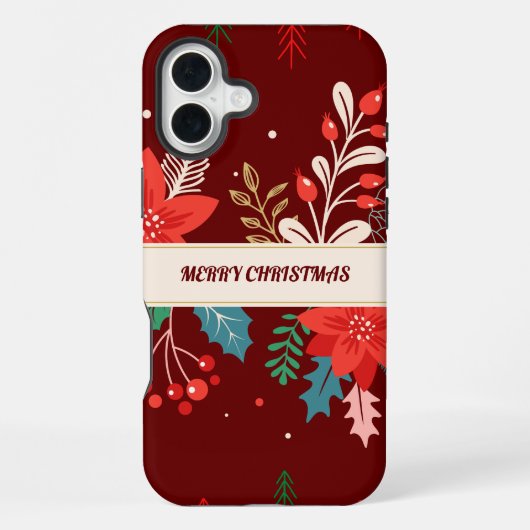 Coque iPhone 16 Plus Joyeux Noël Floral (Verso)
