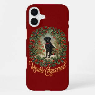 Coque iPhone 16 Plus Joyeux Noël Labrador Retriever