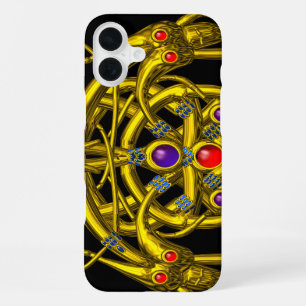 Coque iPhone 16 Plus JUMEAUX DRAGONS Fantasy Noir